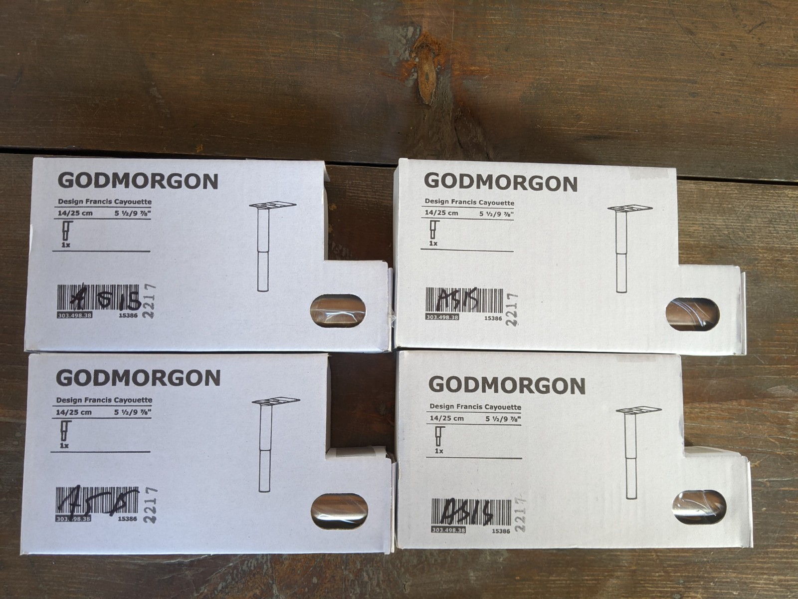 4 Ikea GODMORGON Leg Feet Round/Stainless Steel 5.5X9 7/8″ Adjustable 303.498.38