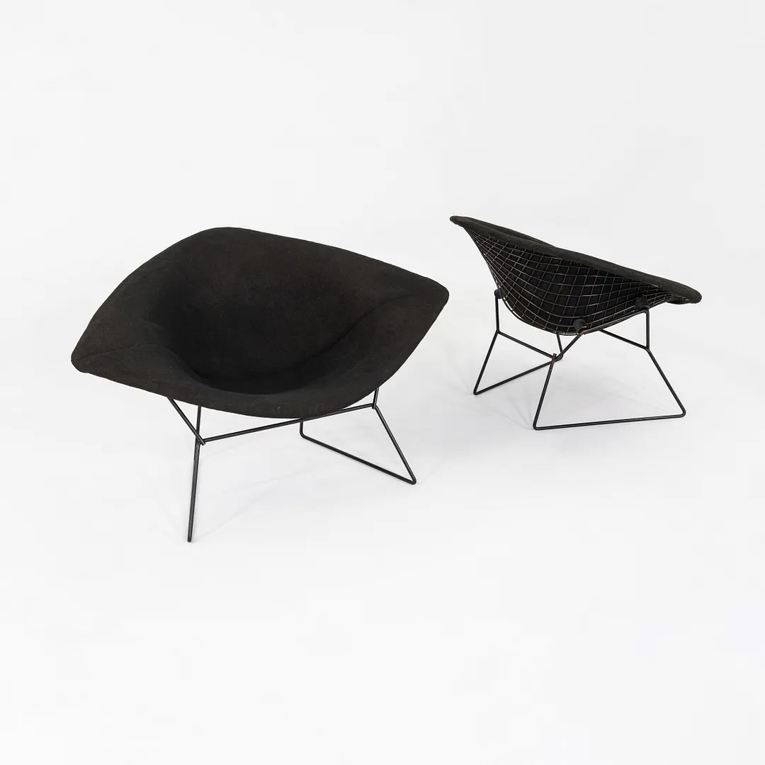 1971 Harry Bertoia Large Diamond Lounge Chair with Black Cushions 4x Available