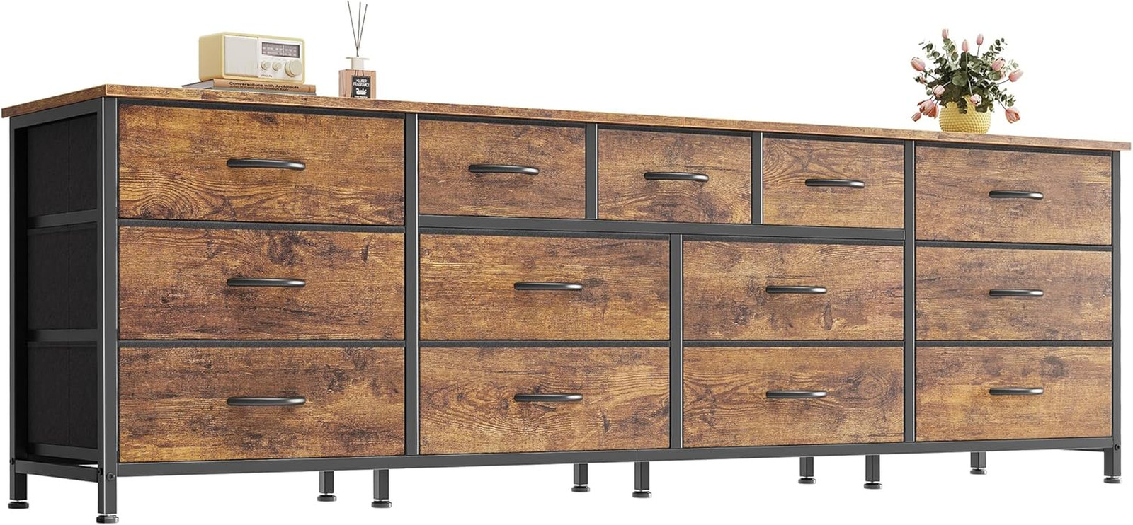 70 Inch Dresser for Bedroom, TV Stand for 65, 75, 80 Inch TV, 13 Fabric Drawer L