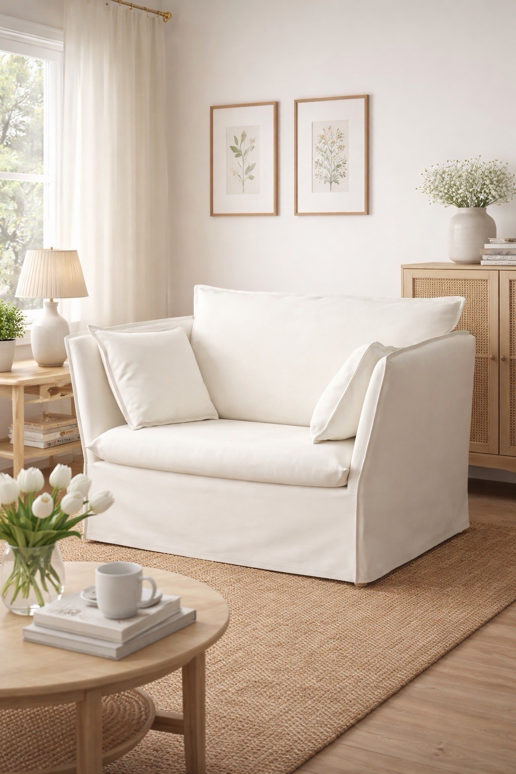 Ikea BACKSALEN Cover 1.5-seat armchair, Blekinge white 404.971.35 – NEW