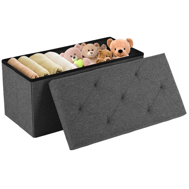 30 Inches Folding Storage Ottoman Bench Storage Chest Foot Rest Stool Bedroom