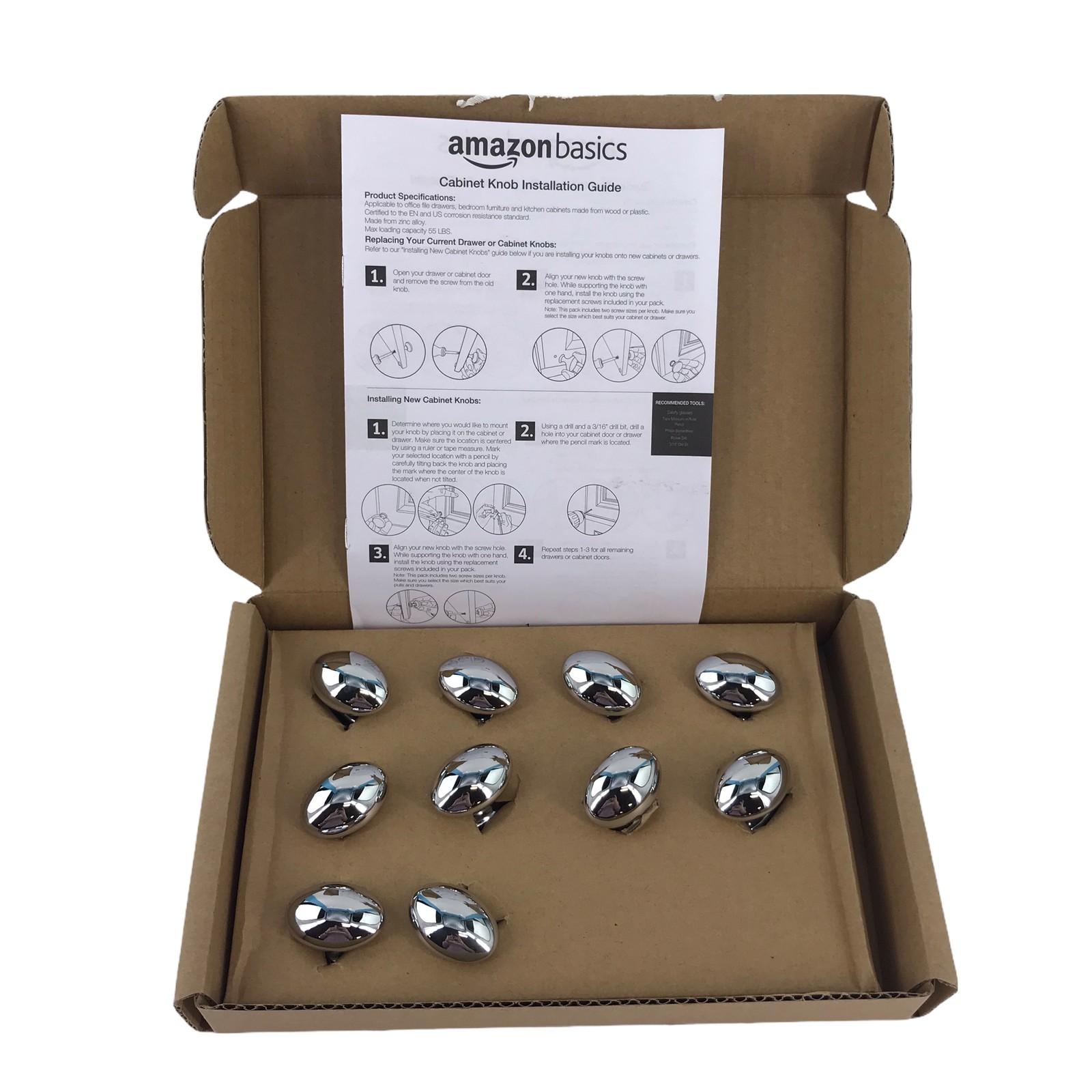Amazonbasics 35mm Large Football Kitchen Cabinet Hardware Knob set of 10 #3632