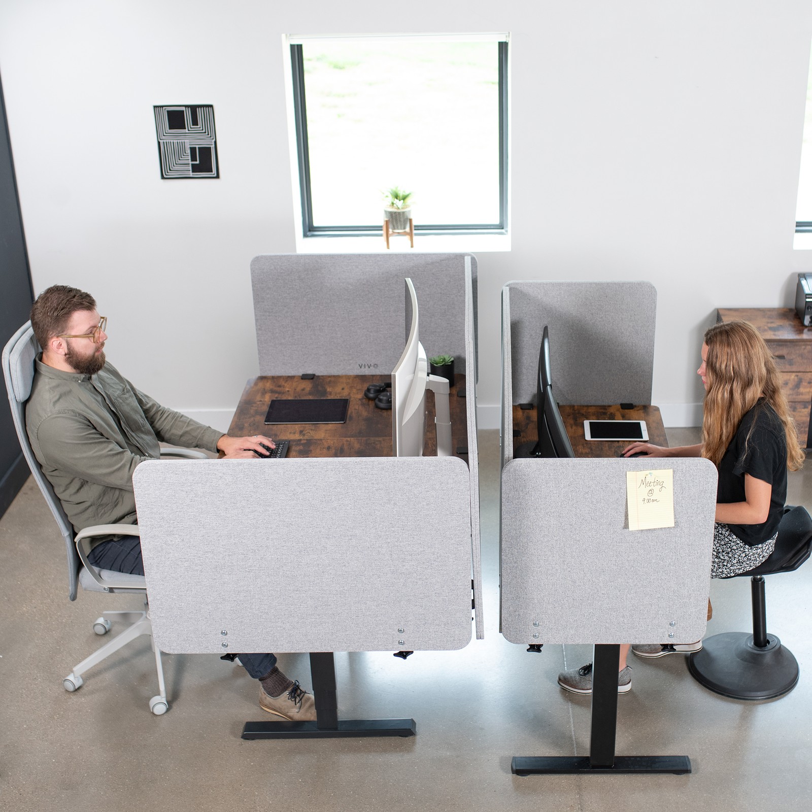 VIVO Gray Clamp-on 60 x 24 inch Desktop Privacy Panel | Cubicle Desk Divider