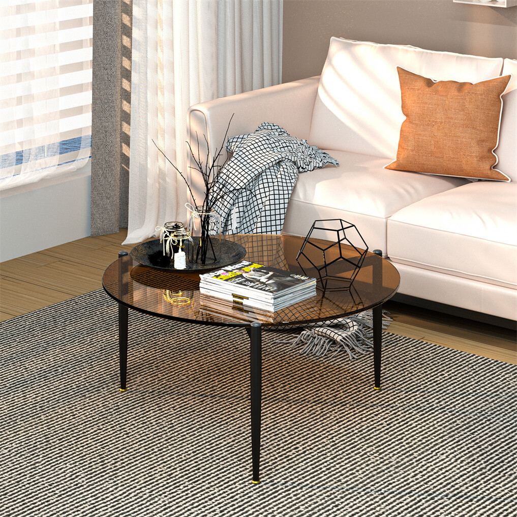 20/31in Luxury Tempered Glass Coffee Table Transparent Modern End Side Table Art