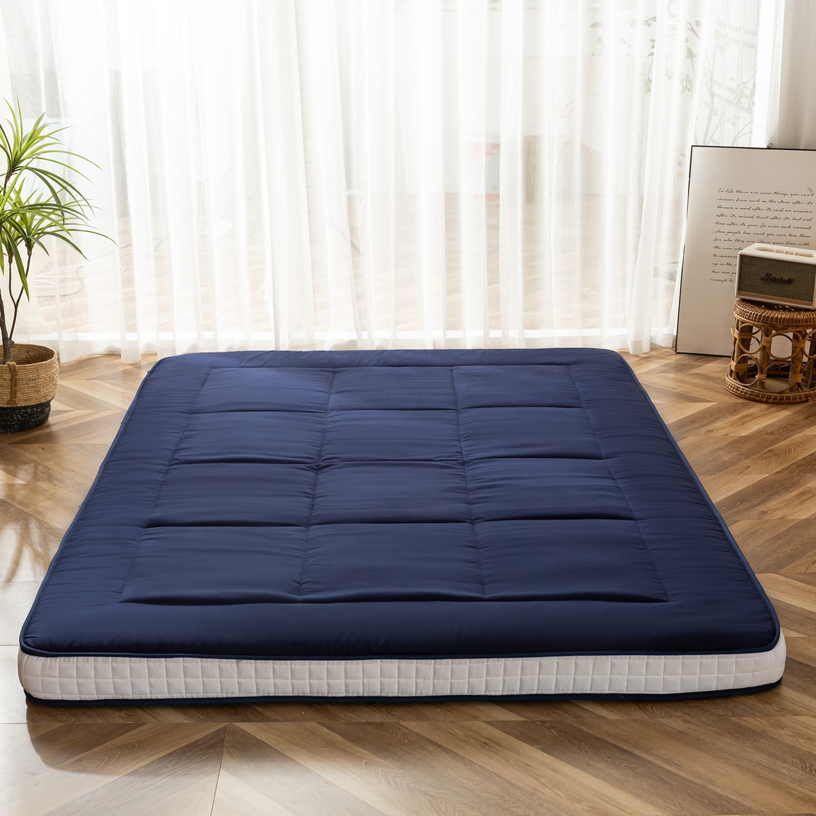 MAXYOYO Padded Japanese Floor Mattress Quilted Bed Mattress Topper