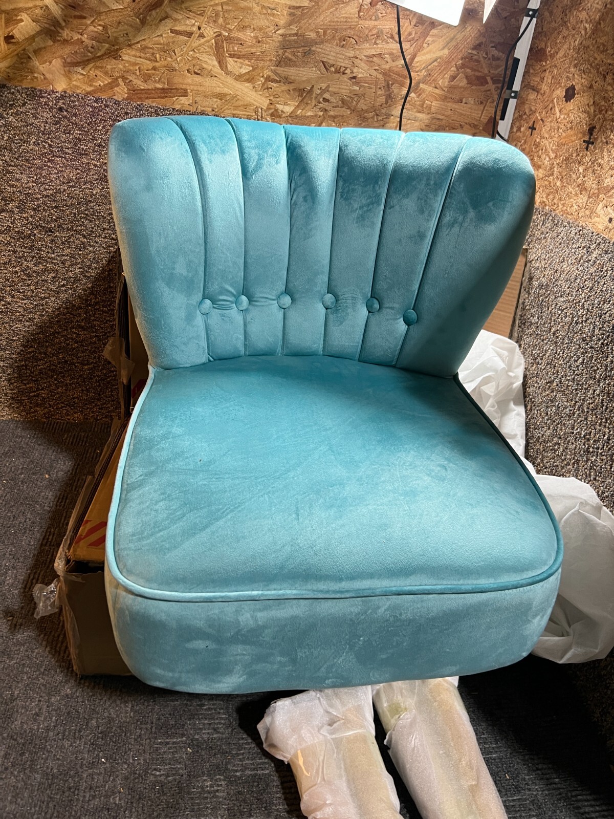 Armless Accent Chair Tufted Velvet Leisure Chair-Green HW66638GN 21.5x27x28.5″