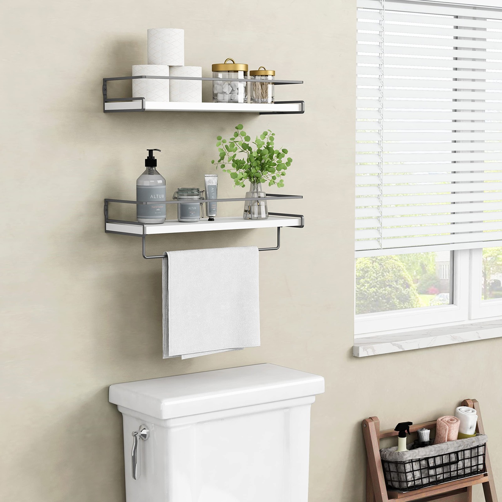 Forbena White Floating Shelves for Bathroom Organizer Over Toilet, Bathroom S…