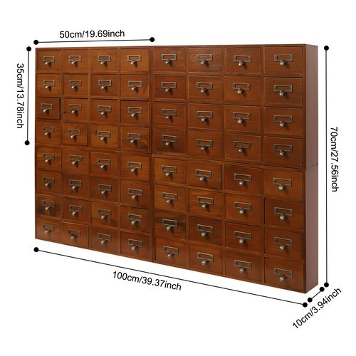 64-Drawer Storage Cabinet Pine Wood Furniture Tabletop Storage Box For Home