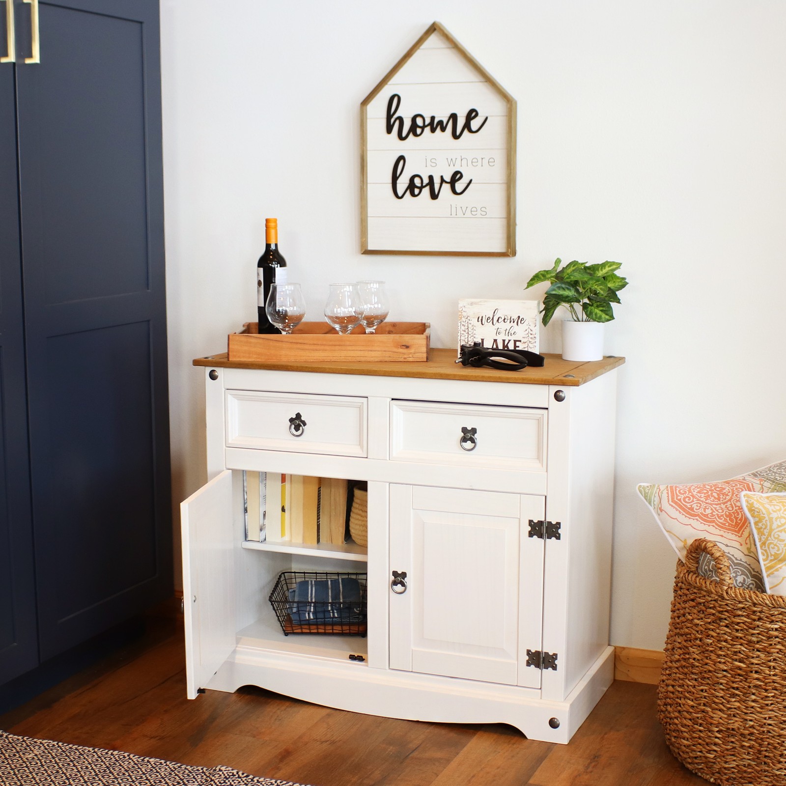Solid Pine Console Table with Drawer – 31.5 inches H by Sunnydaze