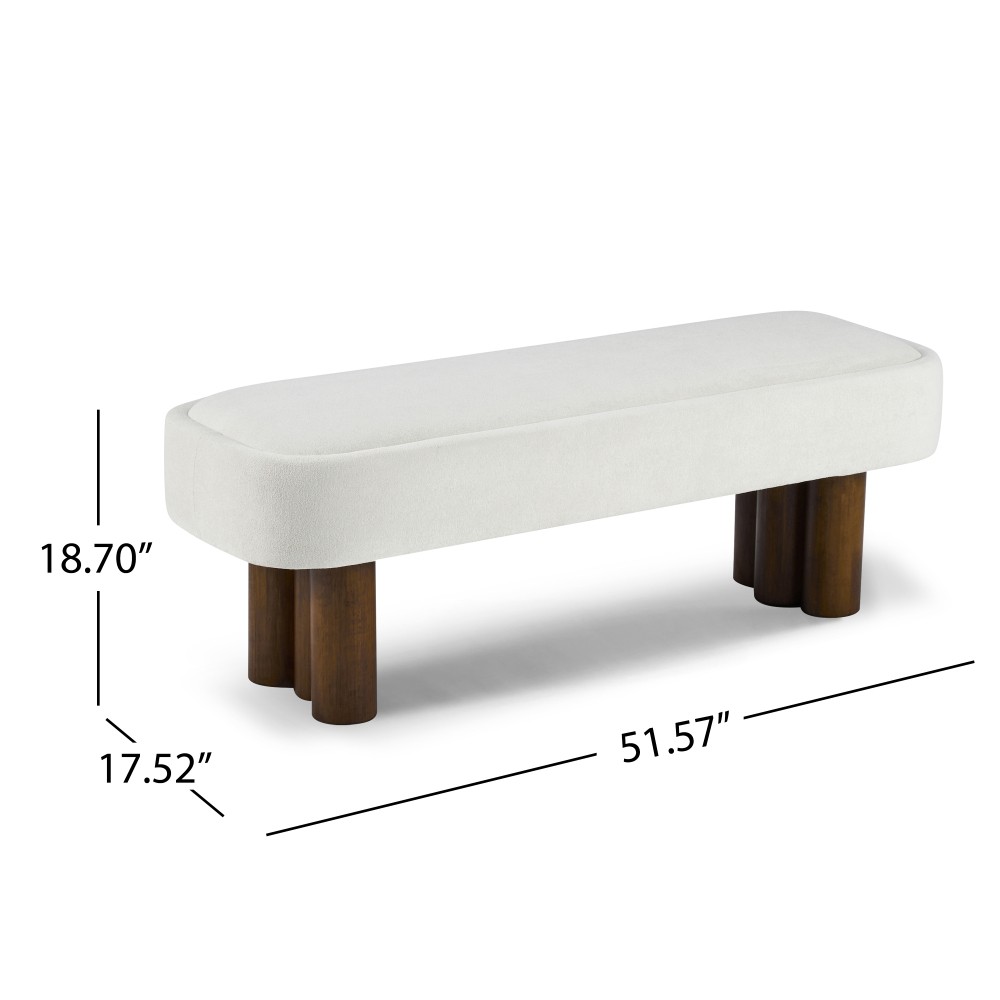 Indoor Khaki Dining Bench with Walnut Color Legs 51.57’L Upholstered Seating