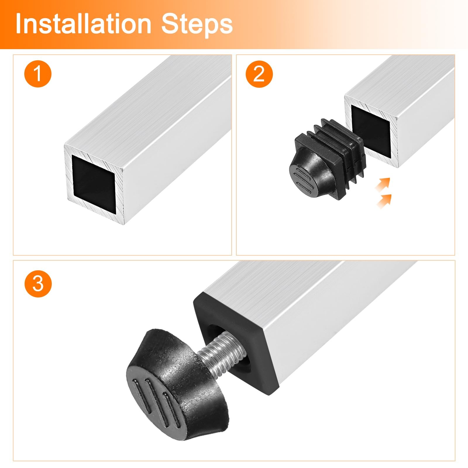 uxcell 8 Set Leveling Feet, M8x20x20mm Plastic Adjustable M8x20x20mm, Black