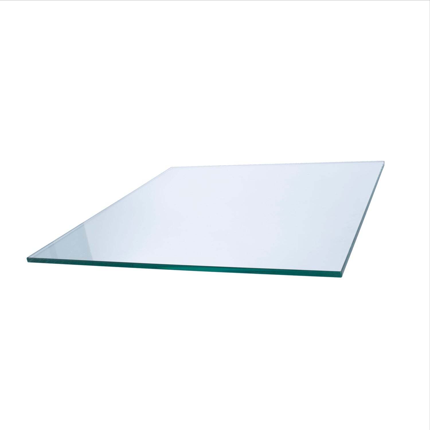 38″ Square Clear Tempered Glass Table Top 3/8″ Thick – Flat Polish Edge