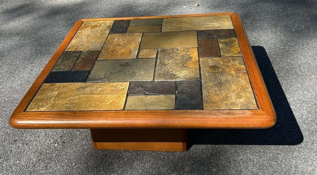 MCM Danish teak and Slate Coffee Table in Great Condition