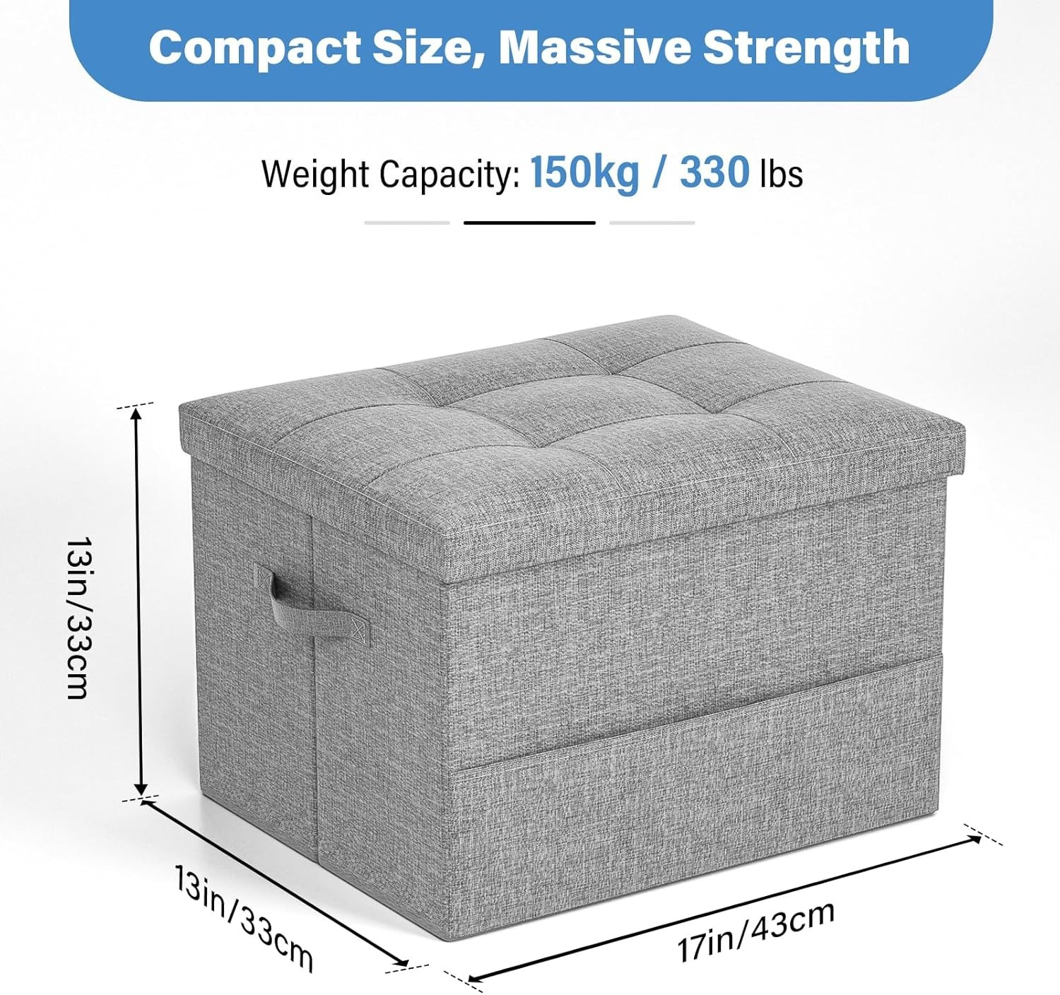Storage Ottoman Foot Rest Stool, Holds Up to 350lbs, 43L, Foldable | Small Ot…