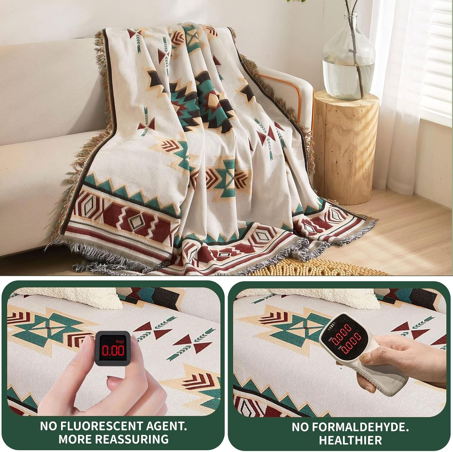 Aztec Couch Cover Blanket Boho Living Room Furniture Covers Farmhouse Home Decor