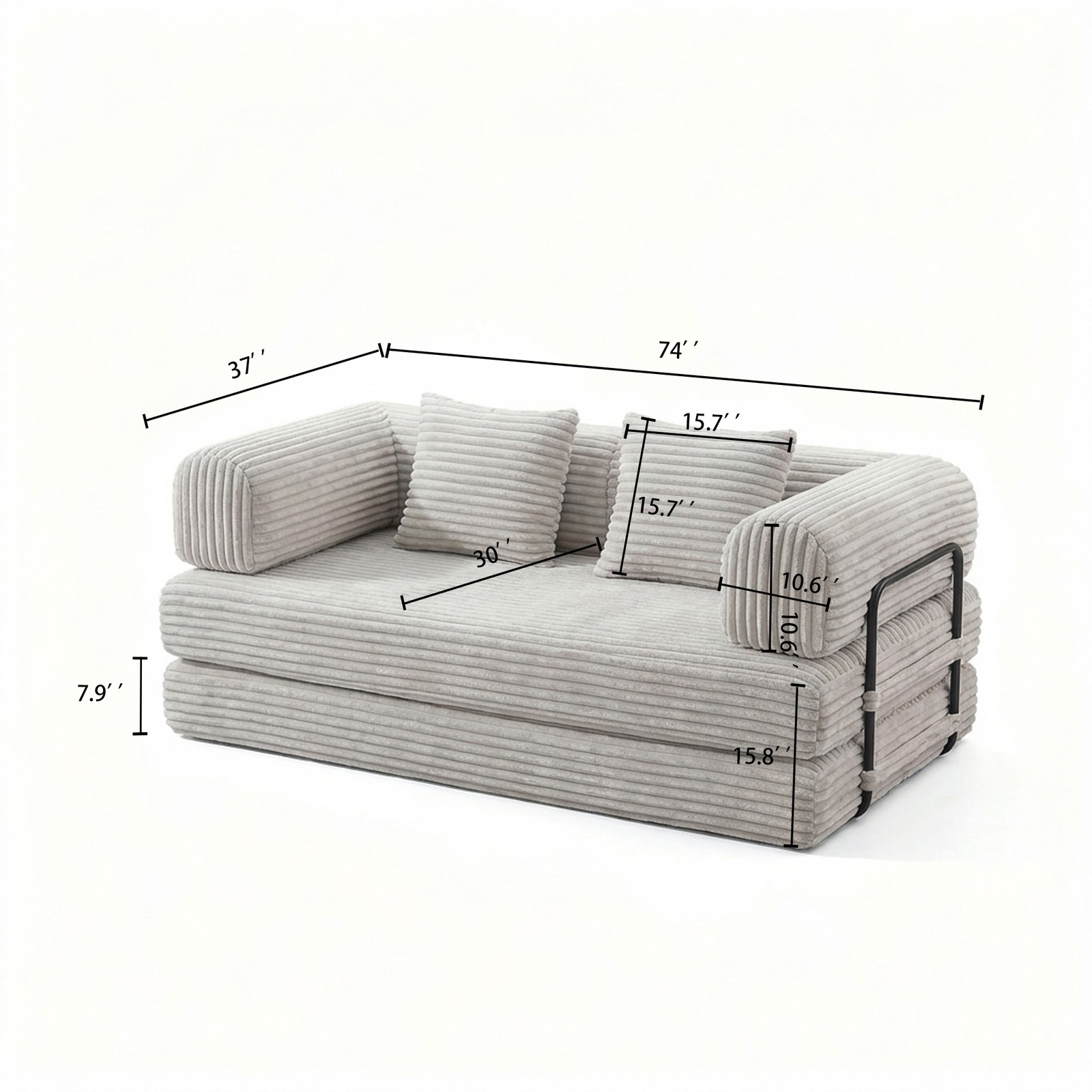 New Compression Sofa,Convertible Floor Sofa Bed-with Pillow Back Support Armrest