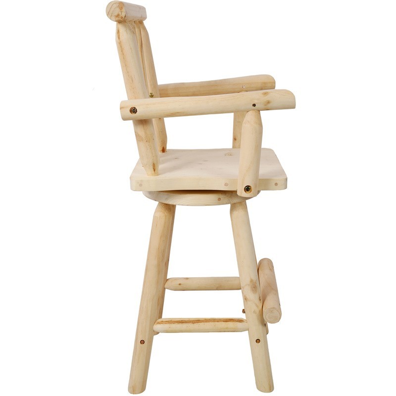 Fir Wood Bar Stool Swivel Counter Height Kitchen Dining Bar Chair with Footrest
