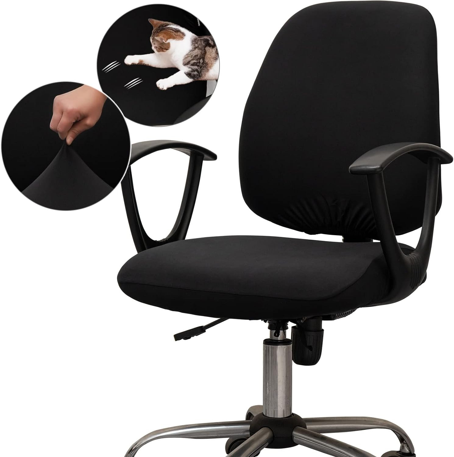 Melaluxe Computer Office Chair Seat Cover + Backrest Cover, Black