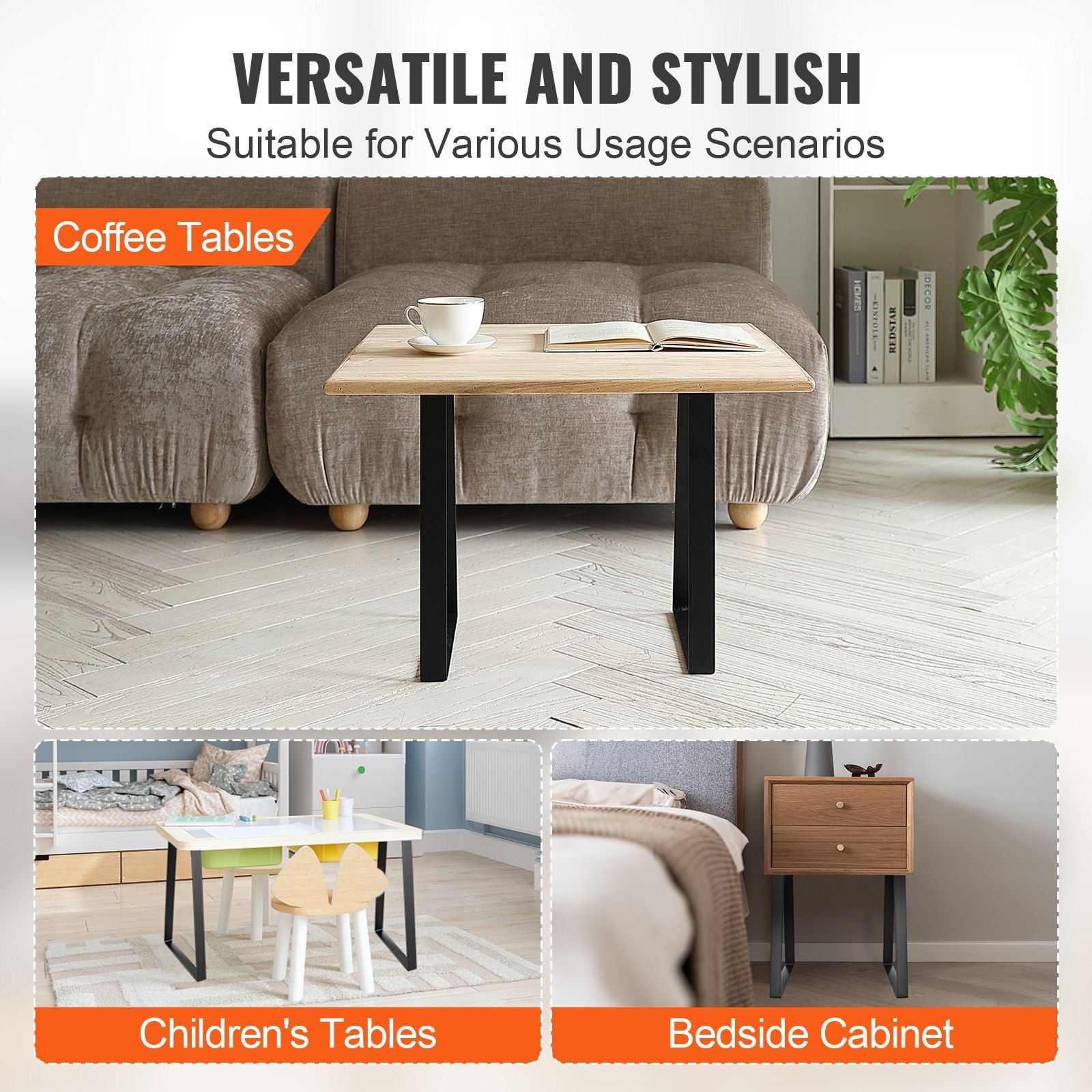 Modern 16in Table Legs Steel Build 400lb Support Trapezoid Shape