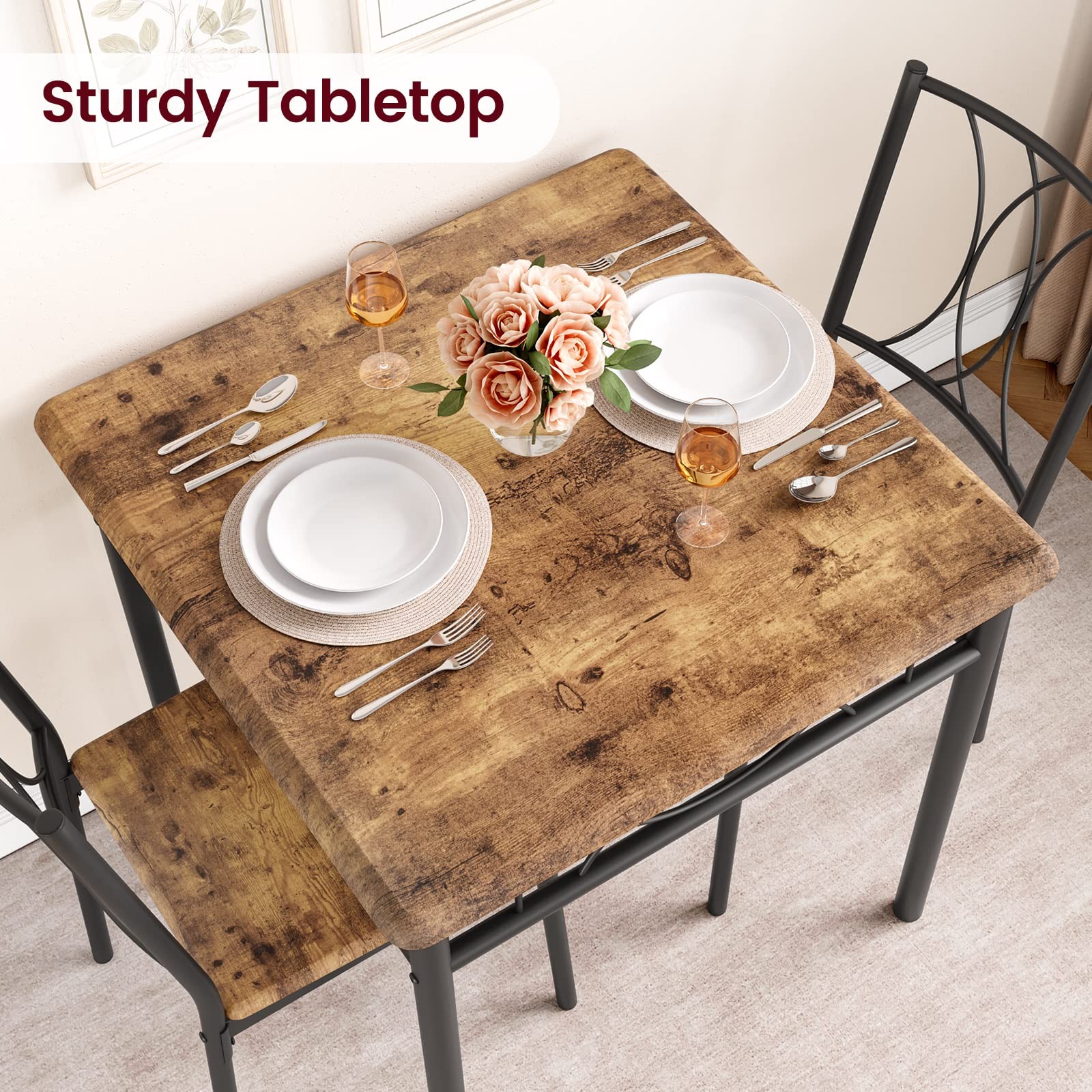 3 Piece Dining Table Set for 2 Home Dinette Table Kitchen Table and 2 Chairs NEW