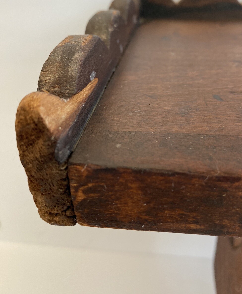 19thC ATQ Moorish Revival Eastlake Wood Carved Geometric Hat Rack Mantle Shelf