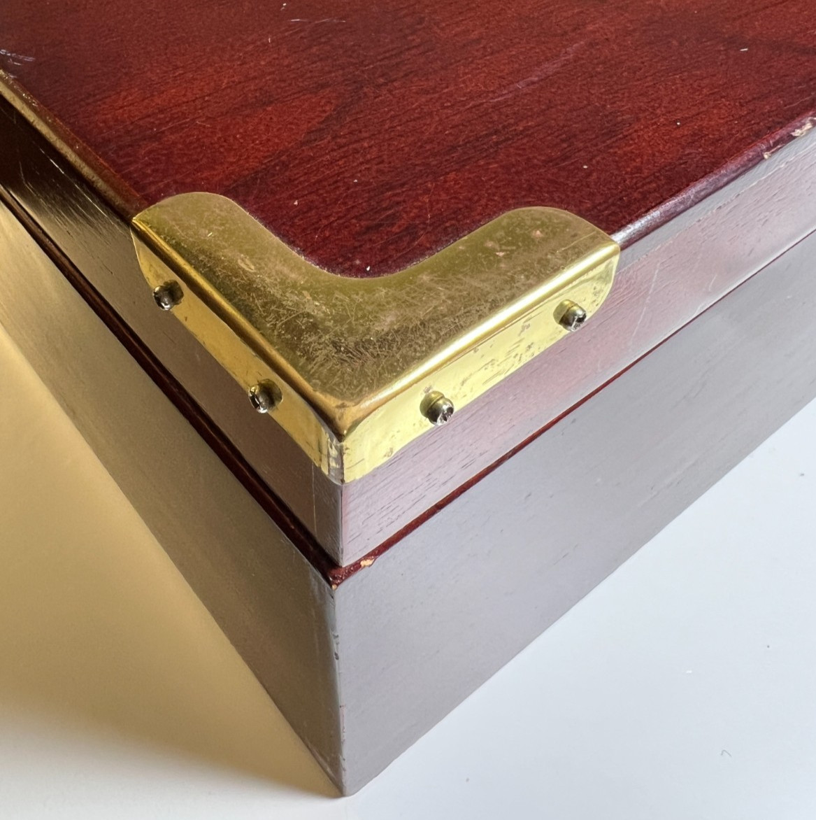 Set of 4 Gold Tone Box Corner Protectors 1.5″ Steel Case Trunk Hardware w/Screws