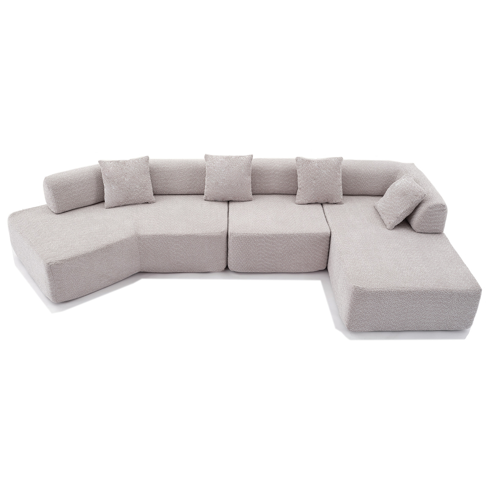 140″ L-Shape Couch Modular Sofa,4-Seater Sofa Couch wChaise No Assembly Required