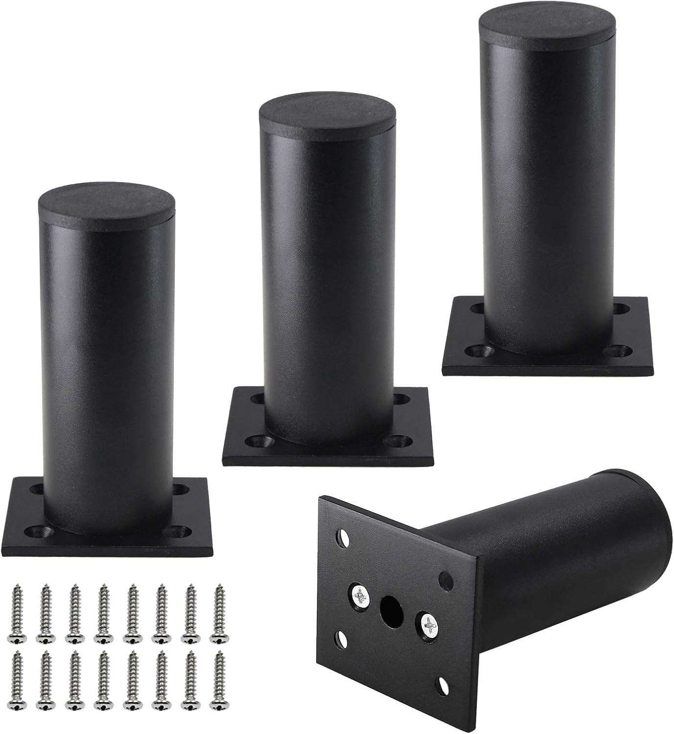 Set of 4 Furniture Legs 4 Inch, Adjustable Aluminum Alloy Cabinet Legs, Metal ro