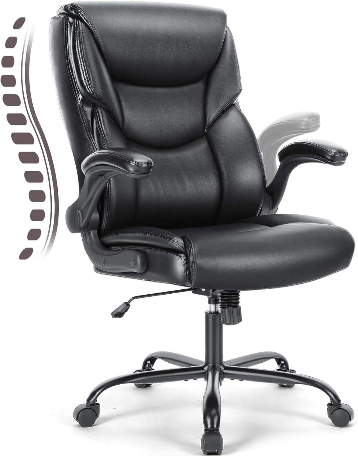 HOMEFLA Ergonomic Executive Computer Office Chair with Adjustable Flipup Armrest