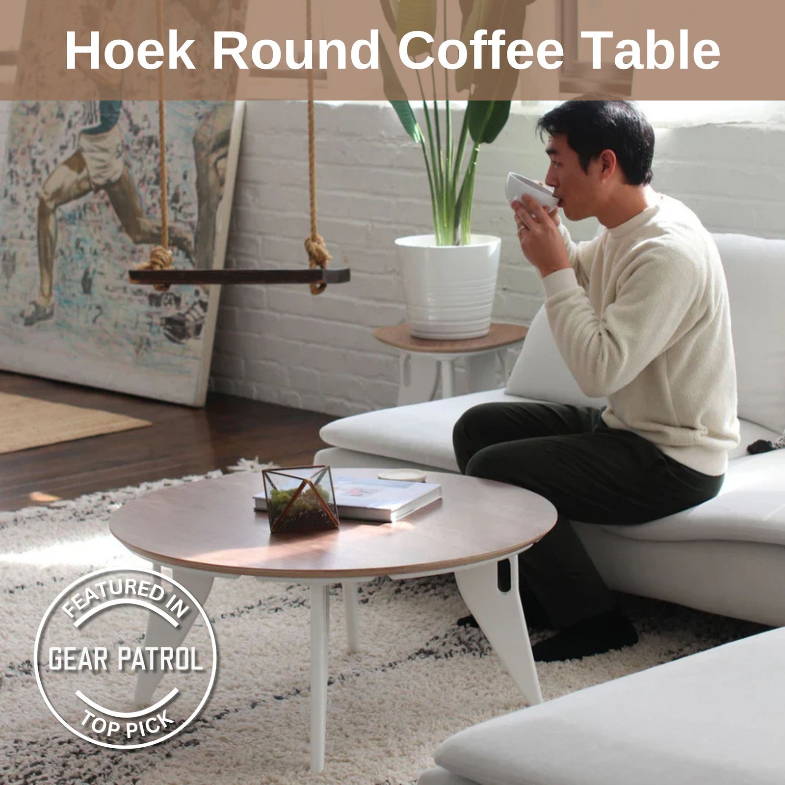 Hoek Round Work From Home Table – Collapsible Desk with SNAP Assembly -Birch