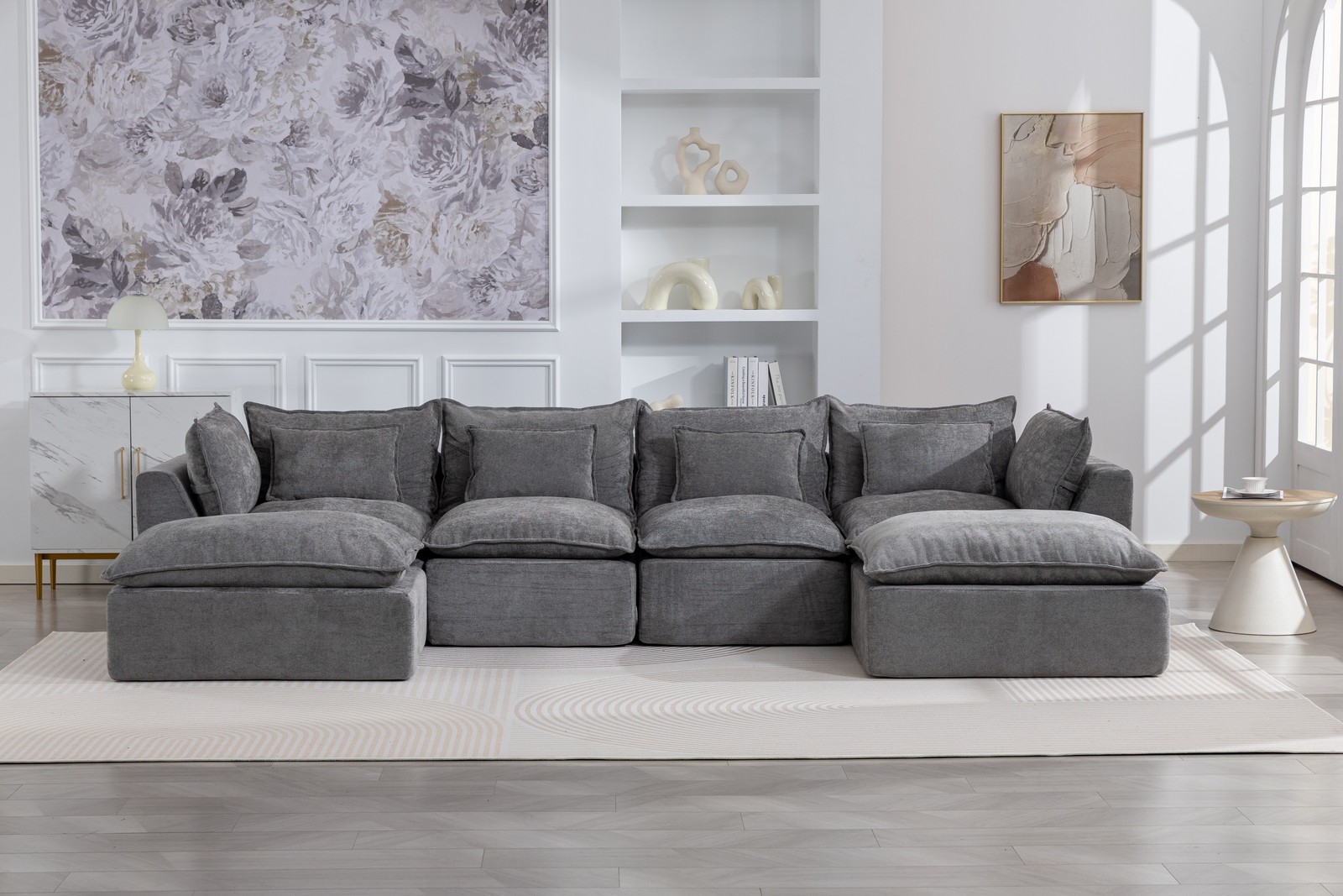 129.8″ Width Cloud Couch Oversized Modular Sectional Sofa True Relax Comfy