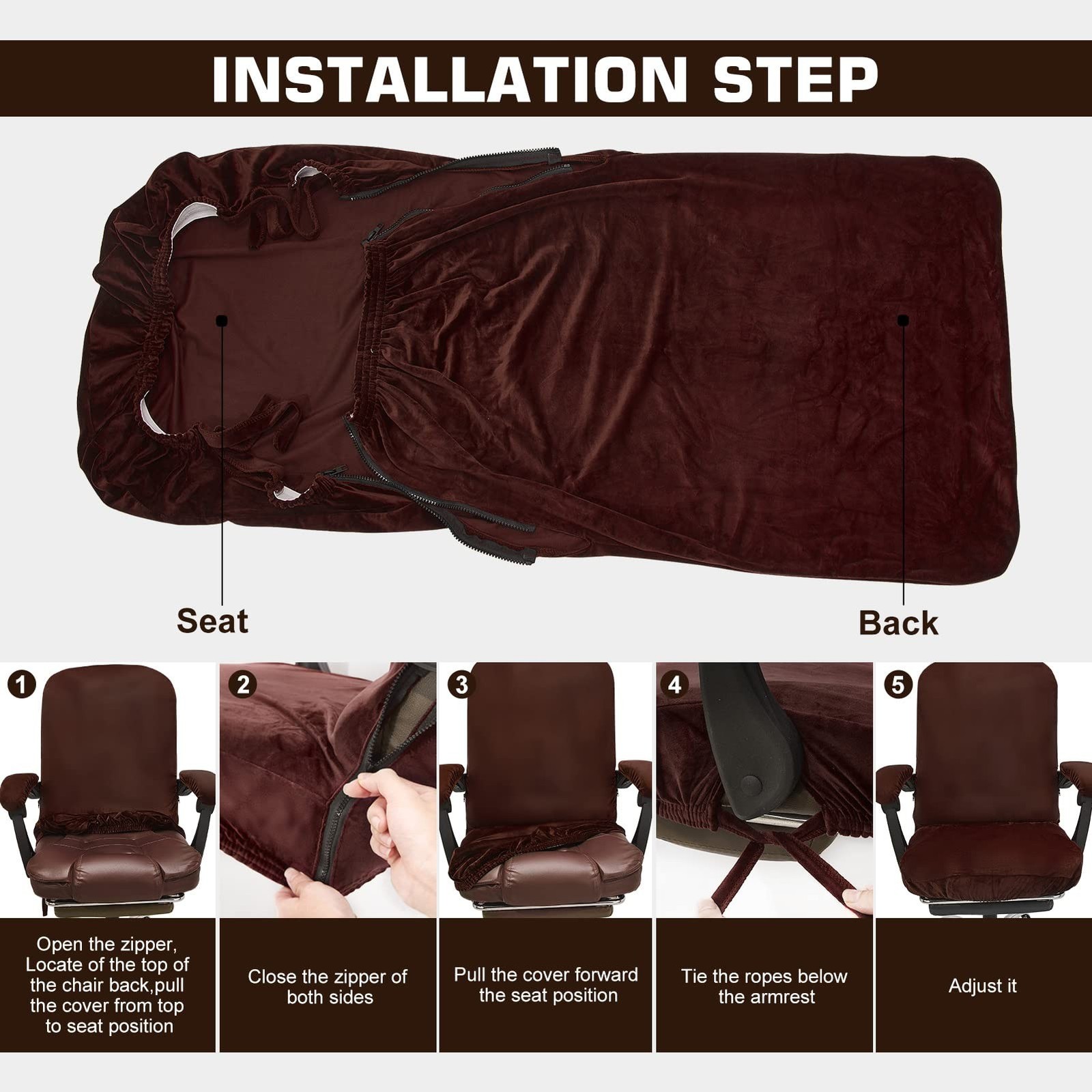 Office Chair Cover with Armrest Covers Velvet Computer Chair Cover Thick Stre…