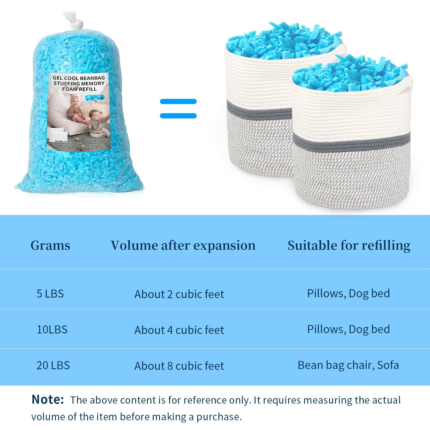 Bean Bag Filler, 10lbs Shredded Memory Foam Filling, Soft Pillow Stuffing Bea…