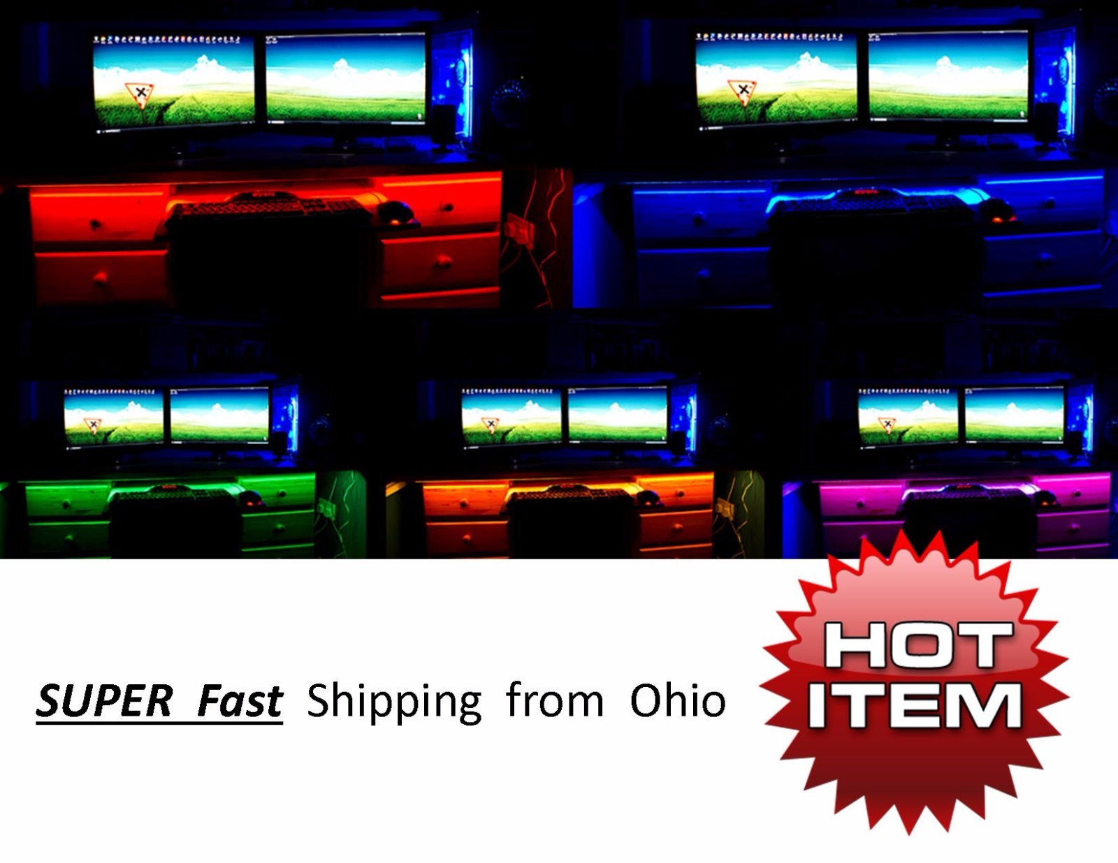GAMING COMPUTER DESK LED Accent Lighting kit – great GIFT for gamers players HOT