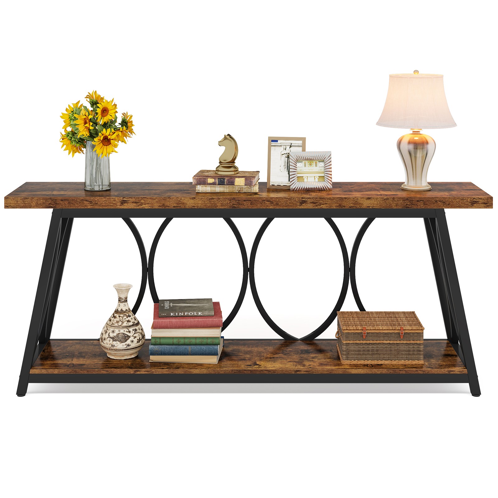 70.9” Console Table, Entryway Narrow Long Sofa Table Behind Couch with Storage