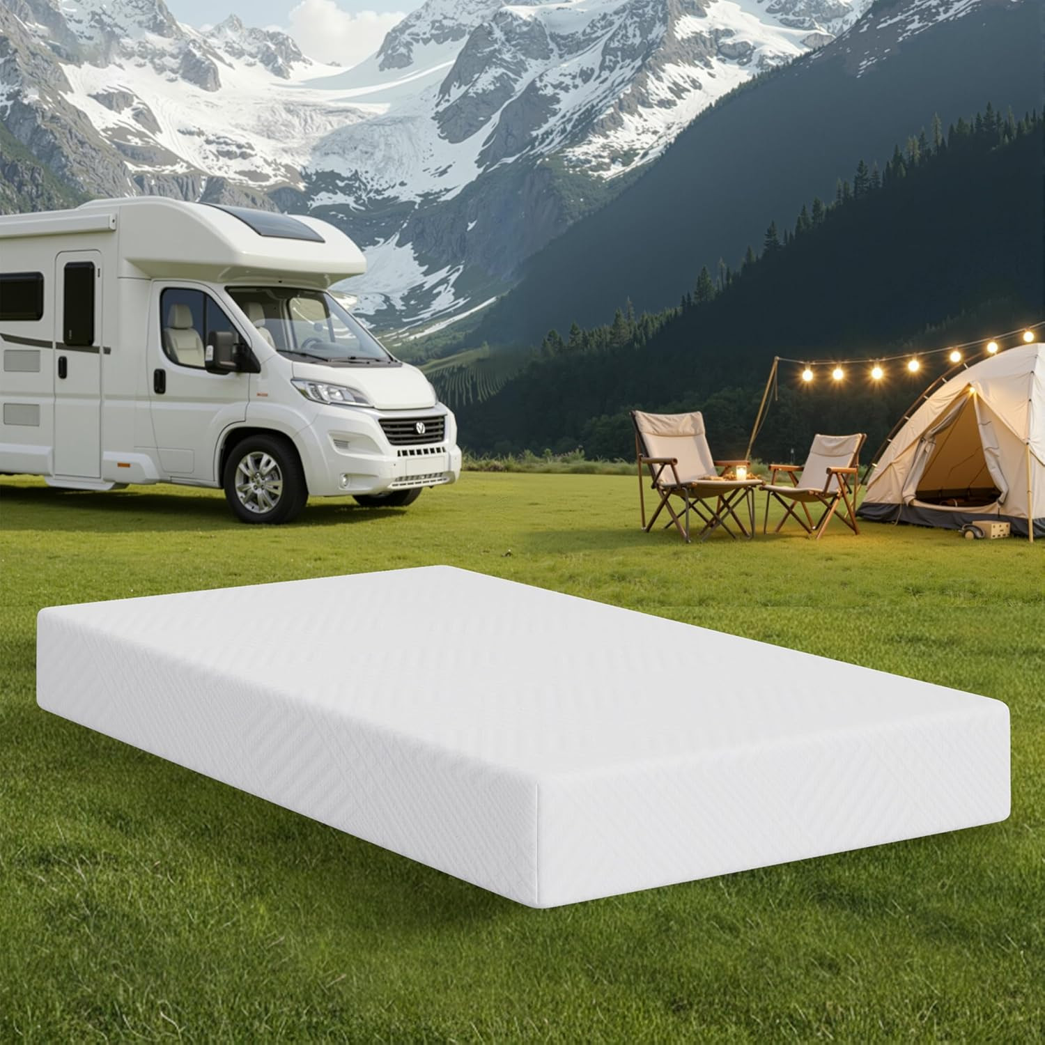 10″ Short Queen RV Mattress, Green Tea Memory Foam, Certipur-US Certified