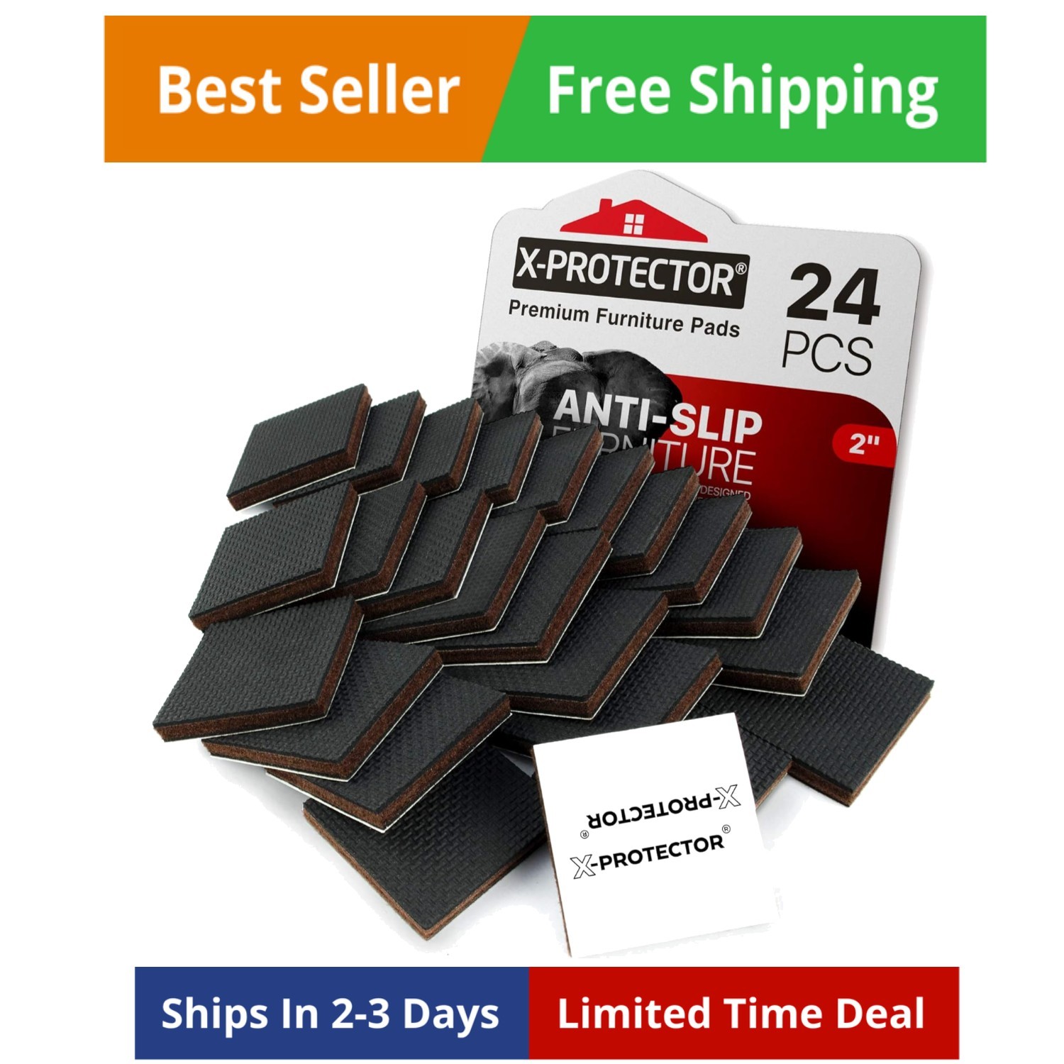Non Slip Furniture Pads – 24 pcs Furniture Grippers 2″! Best SelfAdhesive Ru…