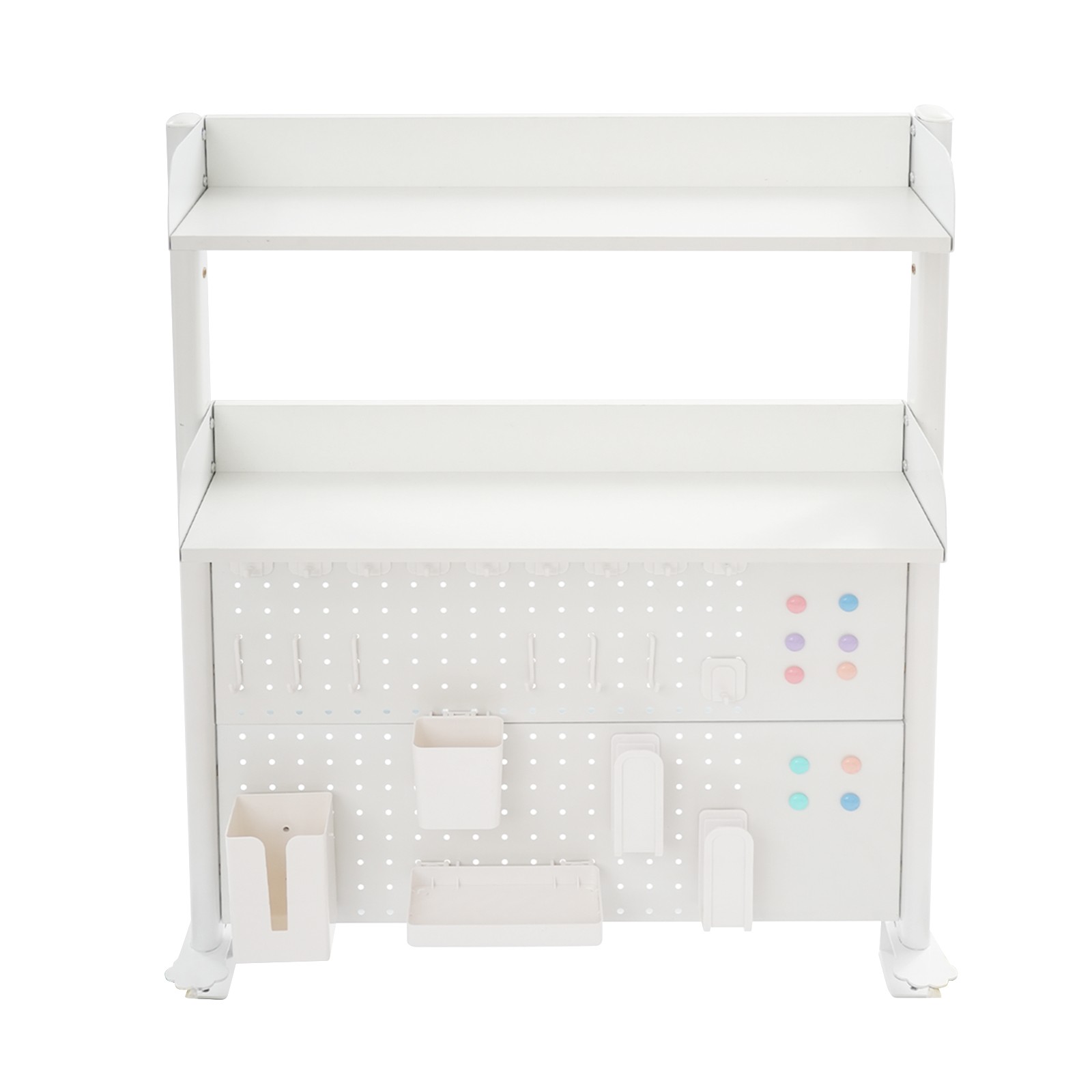 31.5*4.9*37.4in White Steel& MDF Multipurpose Pegboard Bookshelf Organizer Shelf