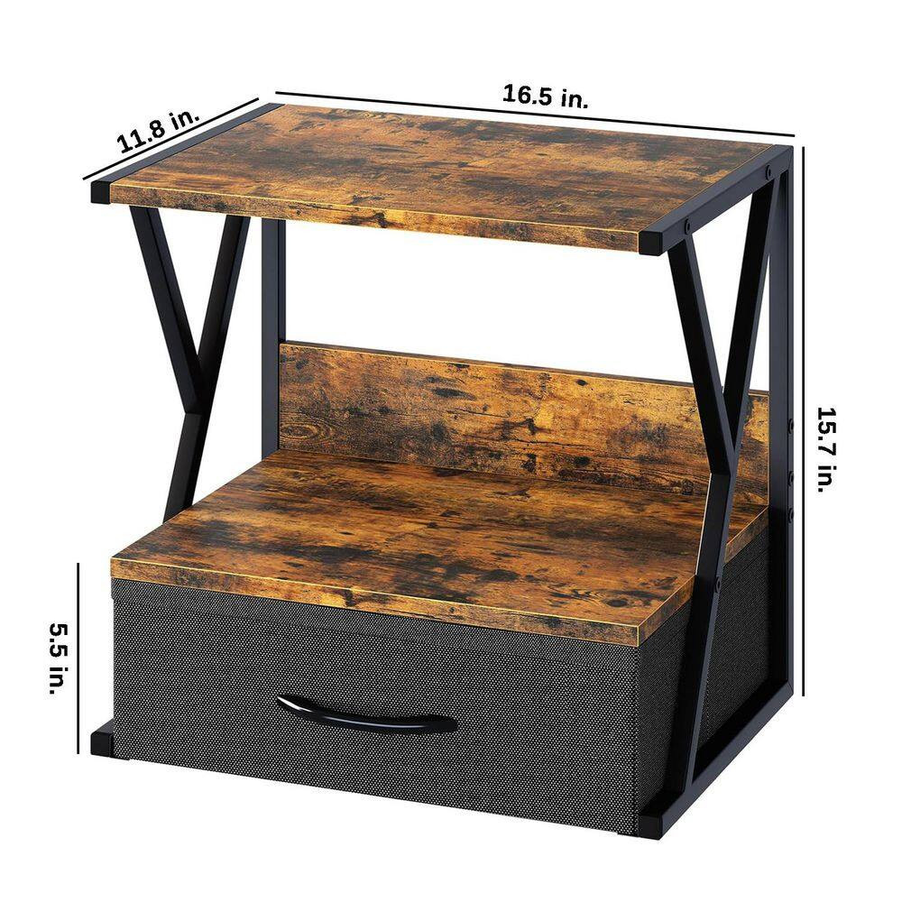 Rustic Brown 16.5 In. X 15.7 In. Wood Classic Desktop Shelf with Storage Drawer