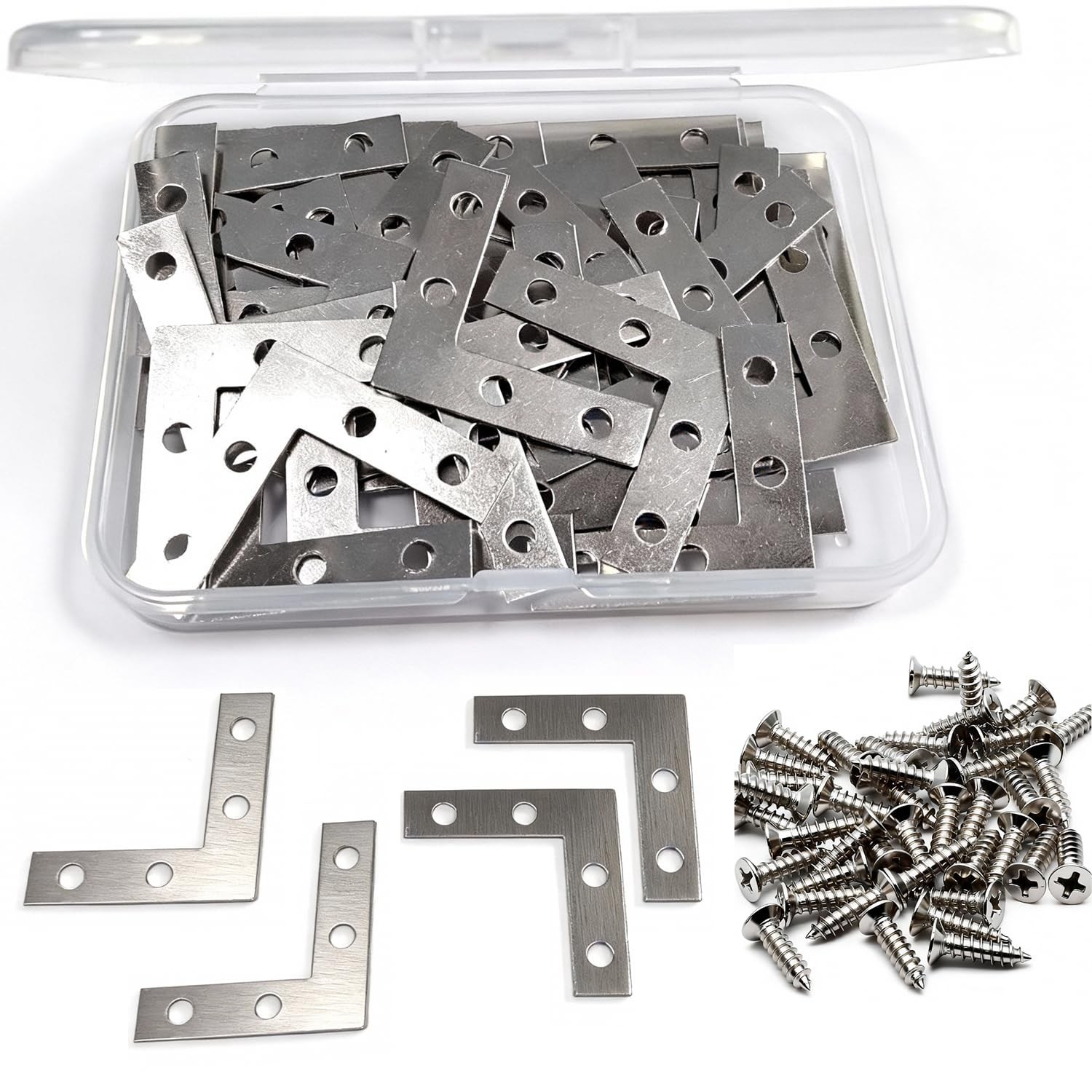 50 PCS 1.5×1.5 Inch L Shape Corner Braces Steel Furniture Shelf Support