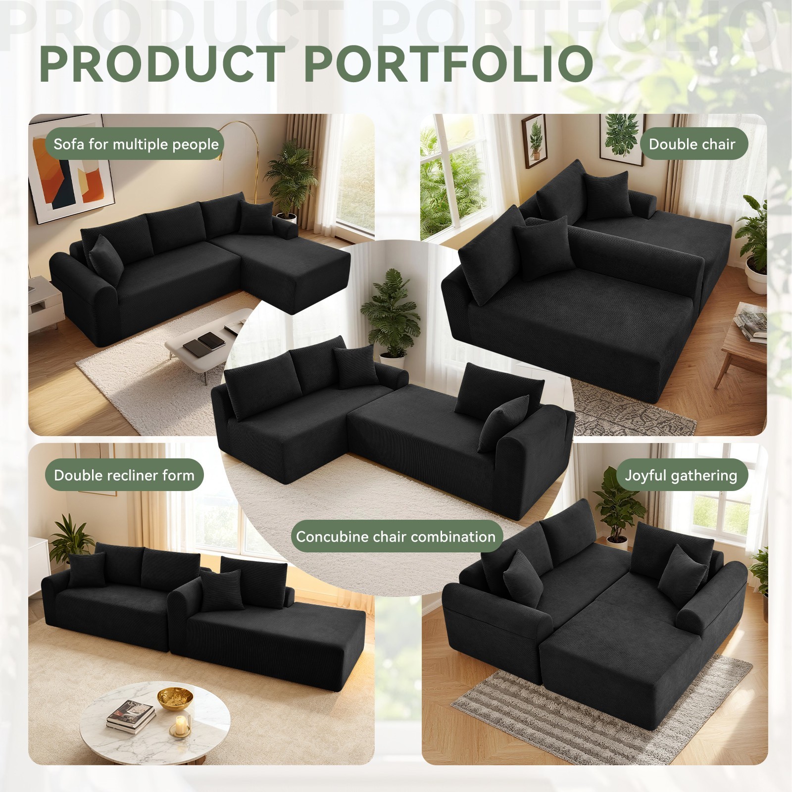 Convertible Modular Sectional Sofa, L-Shaped Boneless Couch with Chaise Lounge