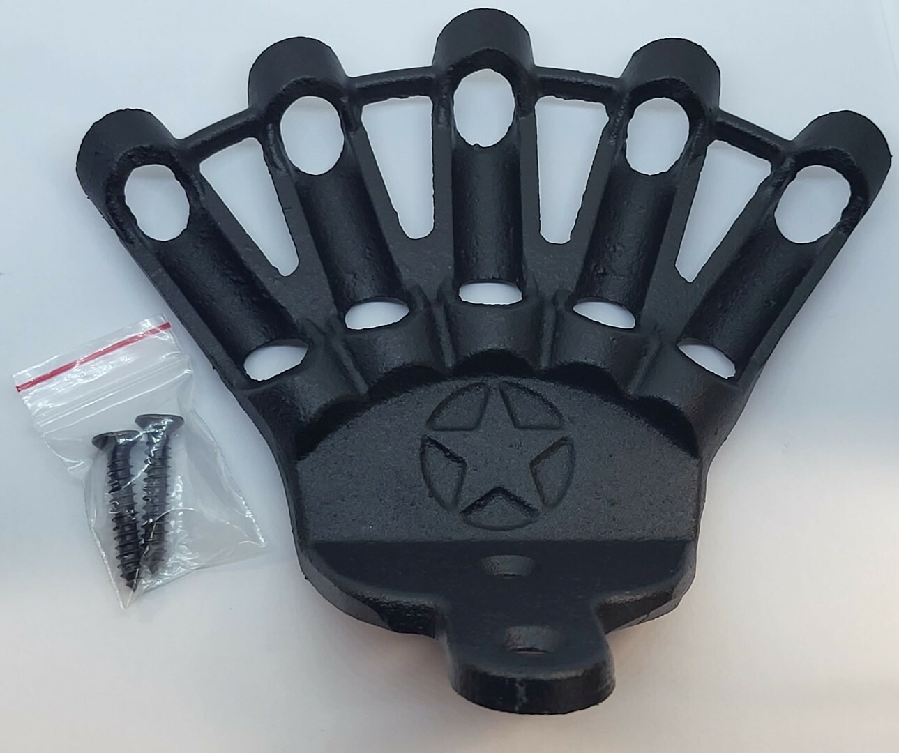 VINTAGE CAST IRON 5 FINGER FLAG HOLDER mount bracket Star Weather proof BLACK