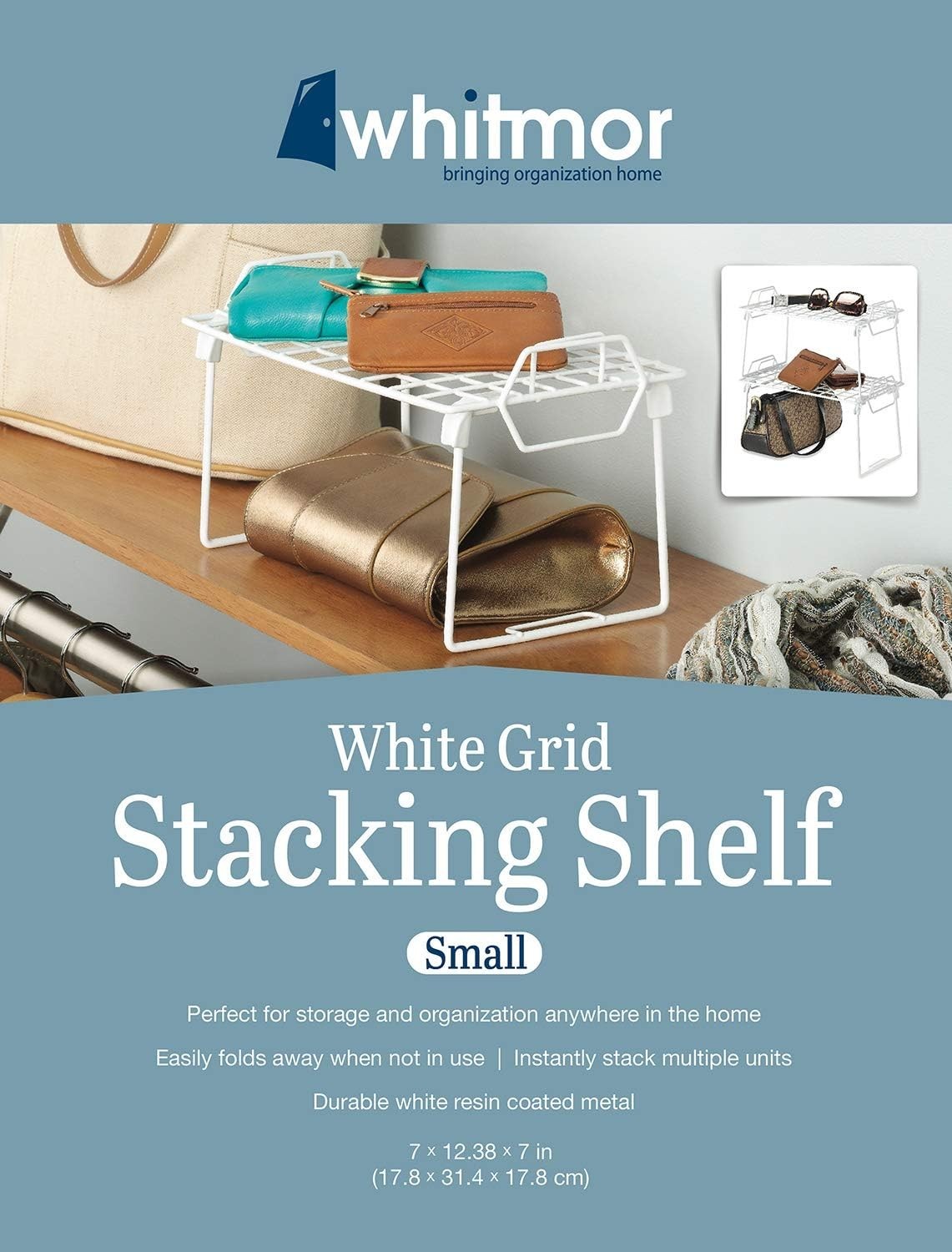 Wire Grid Stacking Shelf Small, White