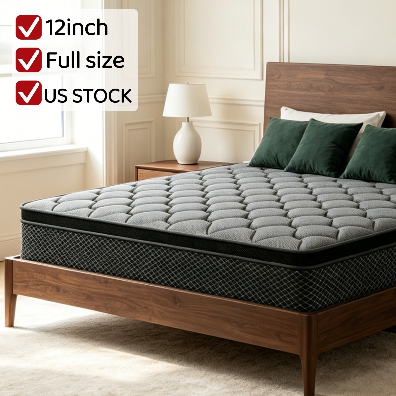 12 Inch Hybrid Mattress Cooling Gel Memory Foam Pocket Spring Full Bed In Box