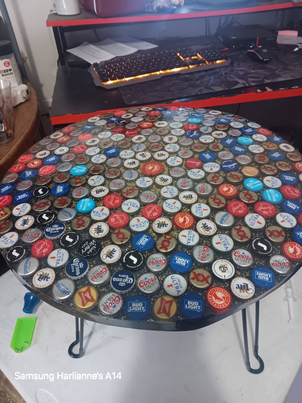 epoxy resin table- Bottle Cap Table