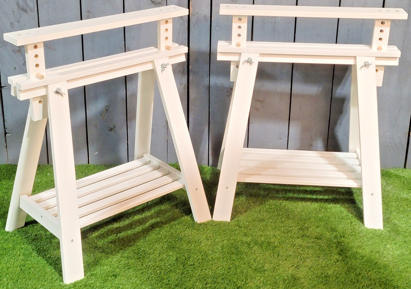 Finnvard Trestle with Shelf 27 1/2″ x 28/36 5/8″ ~ New in Box (Set of 2) WHITE