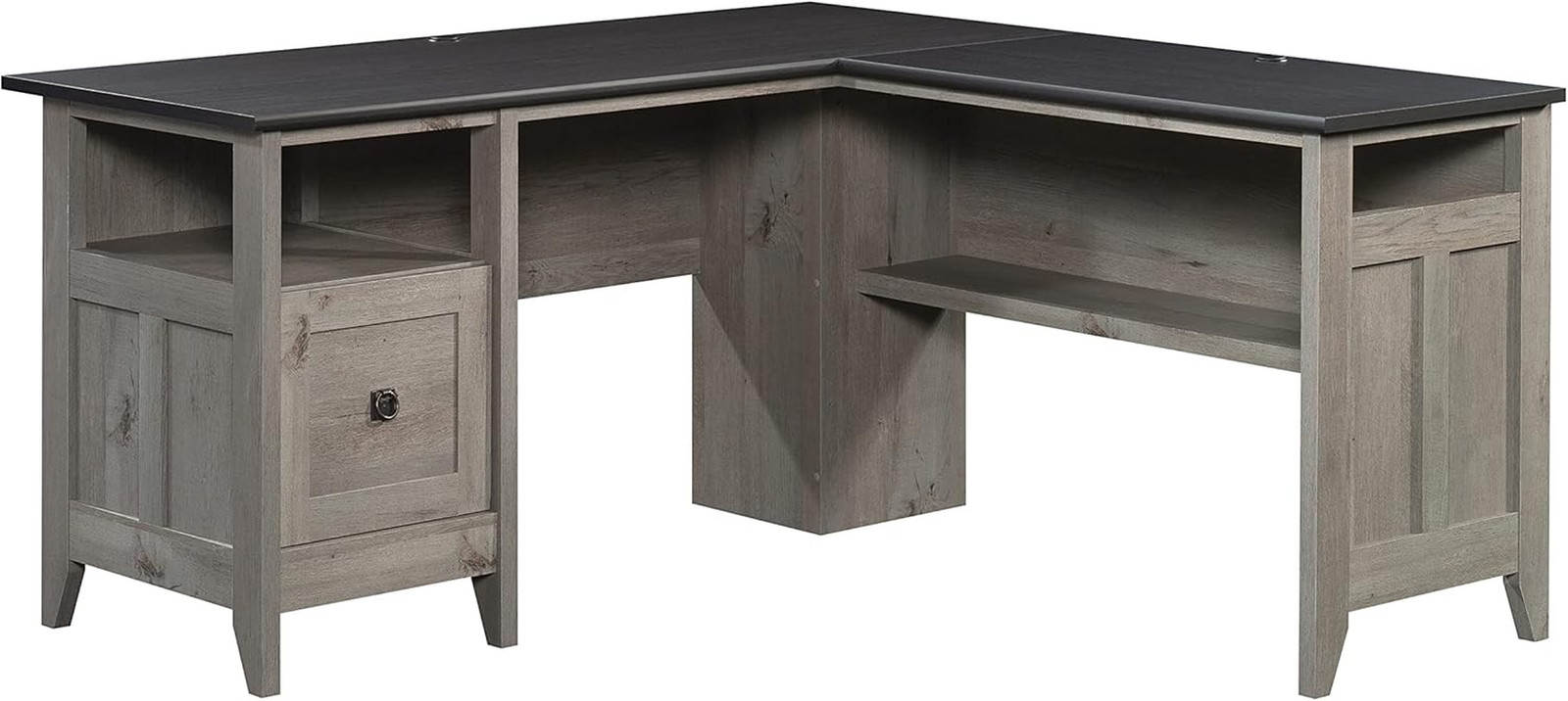 August Hill L-Shaped Home Office Desk, Farmhouse Corner Desk with File Drawer, C