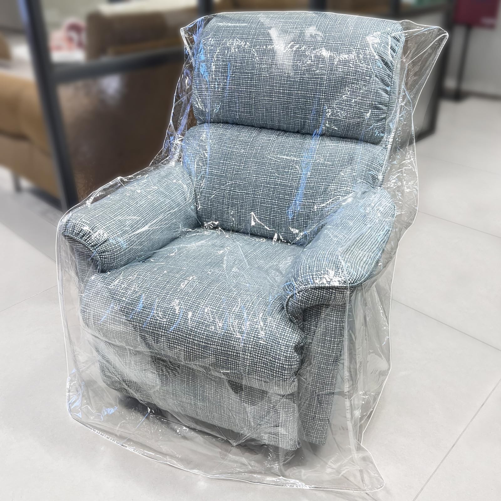 Swanna Plastic Recliner Furniture Cover – Clear Moving Bag for Couch, Heavy D…