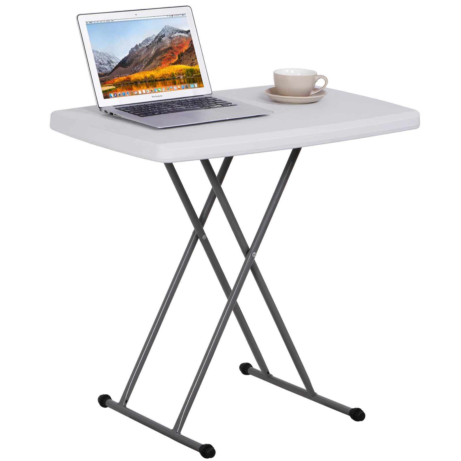 30″ Adjustable Folding Laptop Table TV Tray White Table Writing Table Card Table