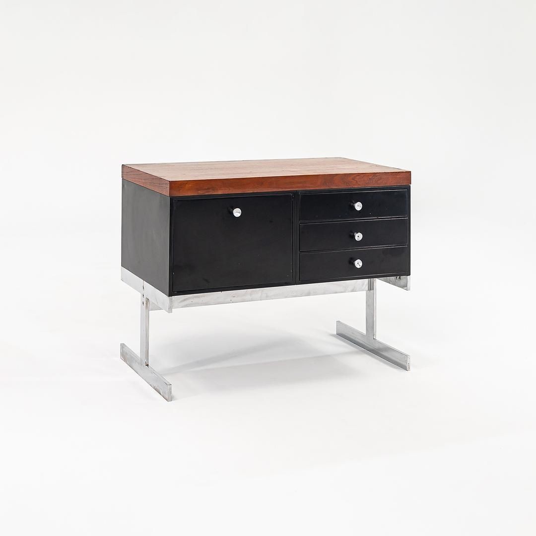 C. 1963 Peerless Steel Equipment Co. Credenza w/ 4-Drawers Teak, Steel & Chrome